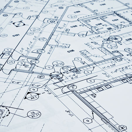 Close up on building floor plan